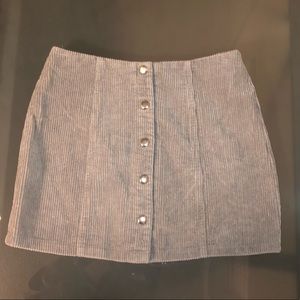 Grey Velvet Button Down Skirt